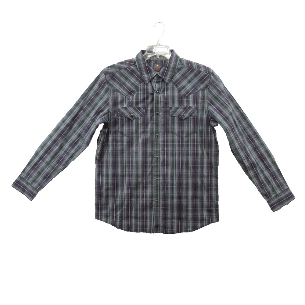 Moon Shine Men Shirt Medium Western Long Sleeve Cotton Snap New